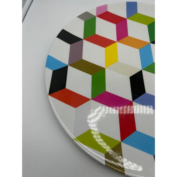 French Bull Ziggy Round Geometric Colorful Melamine Platter 15.5 Inches - Picture 5 of 7